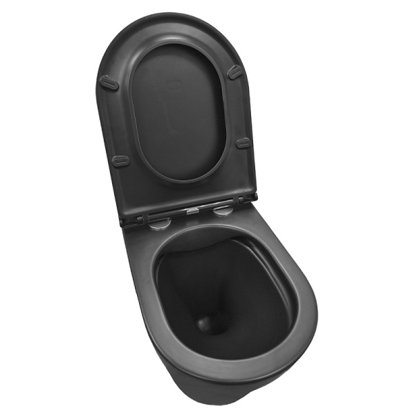 Унитаз подвесной Azario Teramo черный матовый AZ -053E-R-MB/ AZ-0053-MB (детальная фотография), современные, hi-tech, круглые