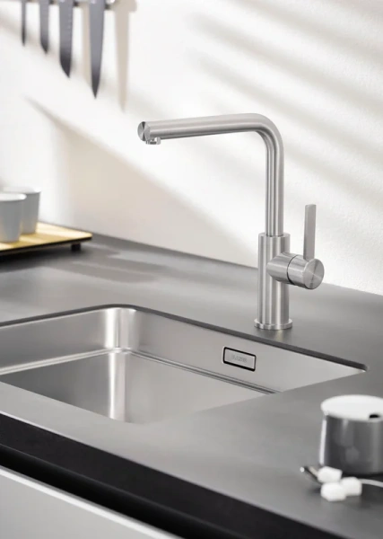 Смеситель для кухни Blanco Lanora нержавеющая сталь 523122 (детальная фотография), на мойку, на столешницу