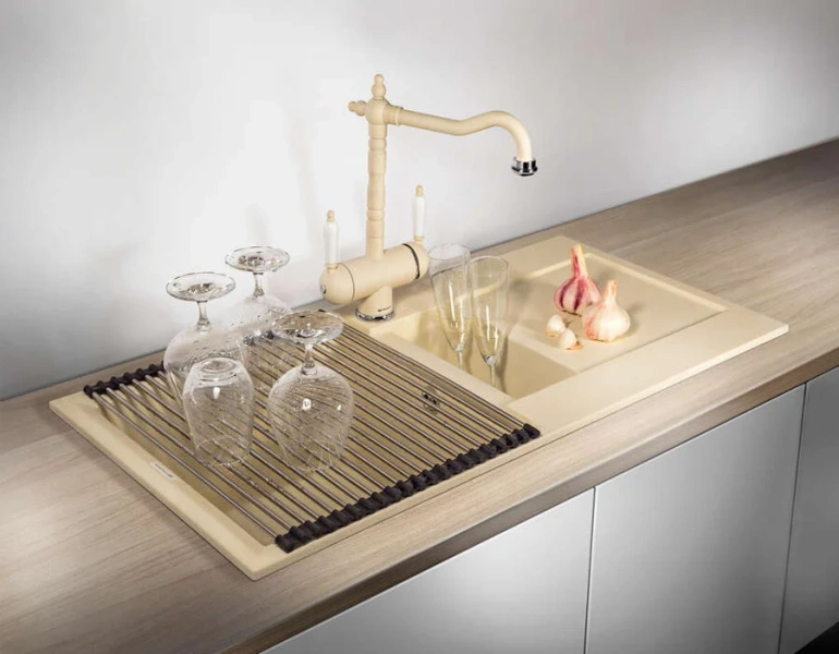 Мойка для кухни Omoikiri Sakaime 78-2-BE 78 см ваниль 4993115 (детальная фотография), из искусственного гранита