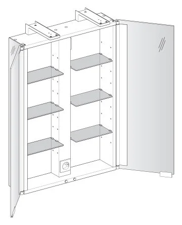 Зеркальный шкаф с подсветкой Keuco Royal Universe 65 см с двумя распашными дверками 12702 171301 (детальная фотография), навесные