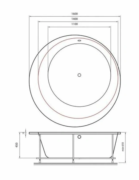 Ванна акриловая Vayer Boomerang 160.160.045.1-5.0.3.0, D 160 х 160 см, без панели Гл000010857 (детальная фотография), отдельностоящие