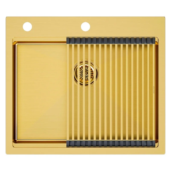 Мойка для кухни Paulmark Brim-Pro 59 см брашированное золото PM705951-BG (детальная фотография)