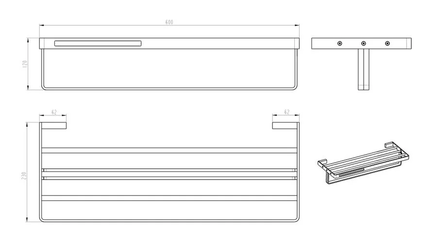 Полочка для ванной Boheme Q с полотенцедержателем, хром 10947-CR (детальная фотография), современные, hi-tech