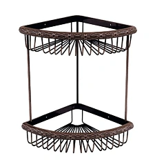 Полочка для ванной Lemark Jasmine, угловая 2 ярусная, черная бронза