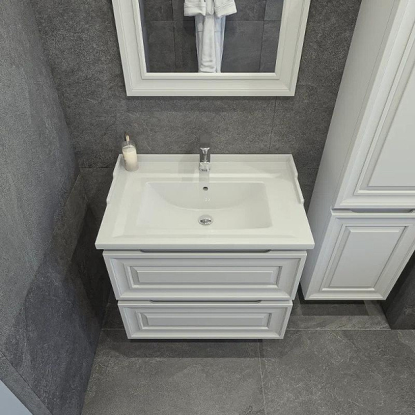 Тумба под раковину подвесная Caprigo Ponza 70 см Bianco 13520-В231 (детальная фотография), подвесная, пристенная