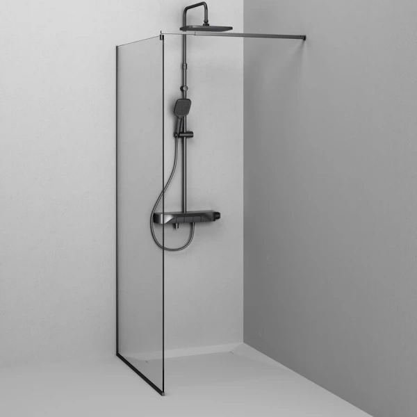 Душевая перегородка Am.Pm Func 90 см профиль черный W84WI-90-F1-BTE (детальная фотография), 90 см