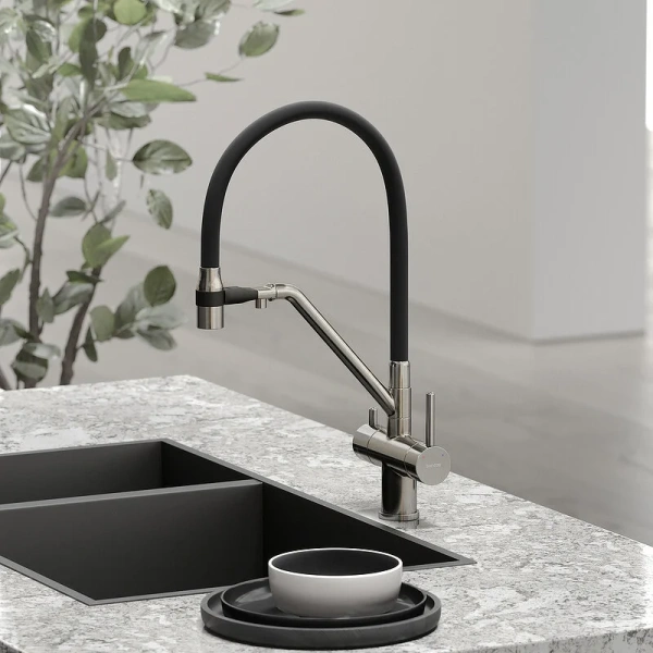 Смеситель для кухни Sancos Dora никель SC4003BN (детальная фотография), черные, комбинированные, другие