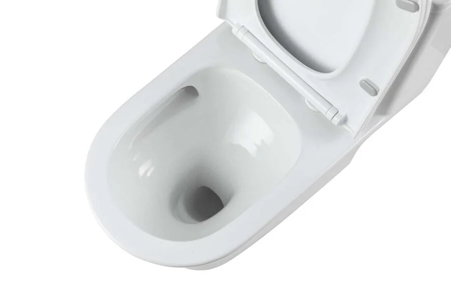 Унитаз моноблок Акватек Гелиос безободковый AQ2816T-00 (детальная фотография), безободковые, сиденье с микролифтом , моноблок, низкие