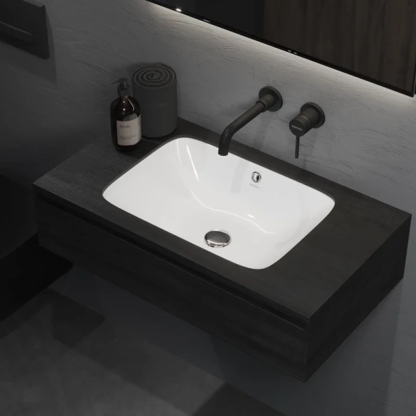 Раковина BERGES Ego 55 см белая 181006 (детальная фотография), современные, hi-tech