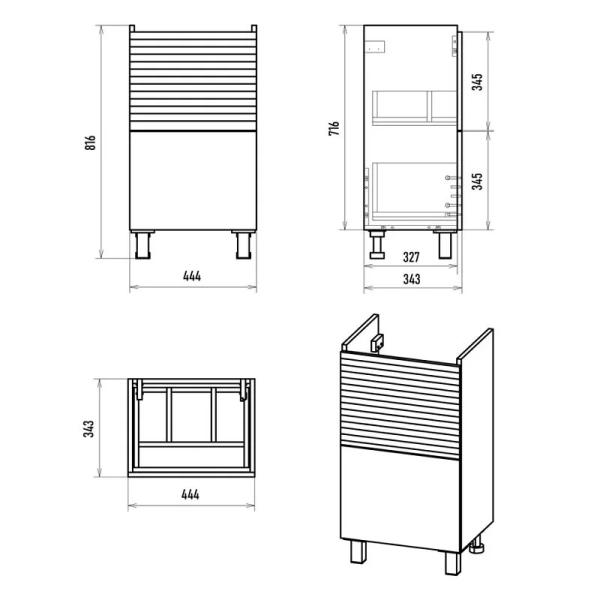 Тумба под раковину напольная Misty Форест 50 см дуб Вотан/антрацит Э-Фор-07050-0219-2Я (детальная фотография), в наличии