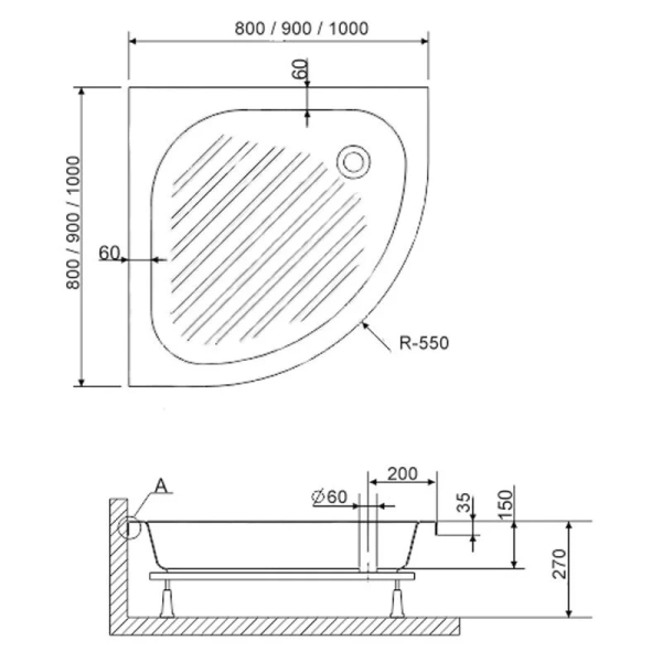 Душевой поддон RGW Acryl BP/CL-S-A 90х90 см полукруглый, акриловый 16180499-51-A (детальная фотография), недорогие