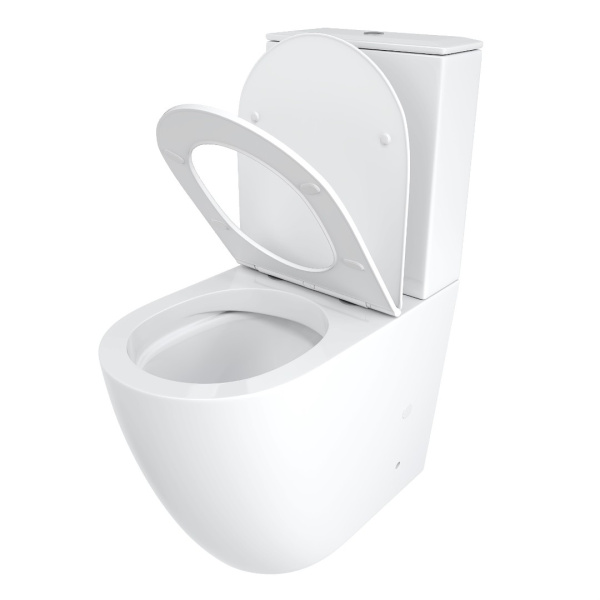 Унитаз компакт Ceruttispa Bella безободковый CT8709 (детальная фотография), с вертикальным выпуском в пол, с горизонтальным, прямым выпуском, с прямым выпуском