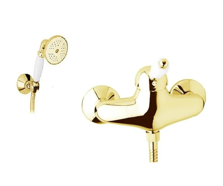 Смеситель для душа Cezares Elite золото 24 карат, ручки металл ELITE-D-03/24-M (детальная фотография), округлая форма, с душевой лейкой