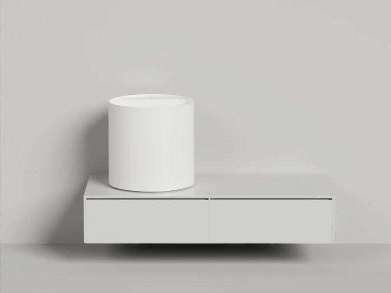 Раковина Salini Armonia Round Top 03 45 см белая матовая 130423TM (детальная фотография), одинарные