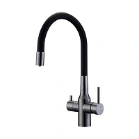 Смеситель для кухни Paulmark Salix вороненая сталь/черный