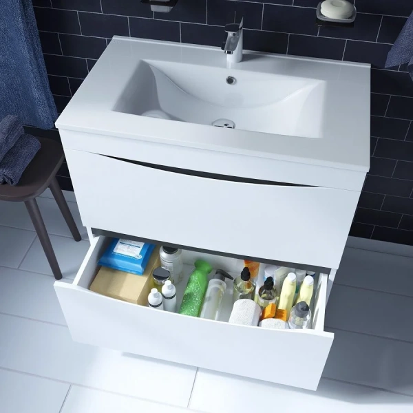 Тумба с раковиной напольная IDDIS Cloud 80 см белая CLO80WFi95K (детальная фотография), напольная, пристенная