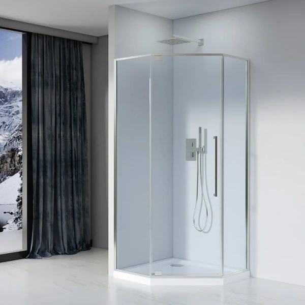 Душевой уголок Black&White Stellar Wind 8151000 100x100 см многоугольный (детальная фотография), современные, hi-tech