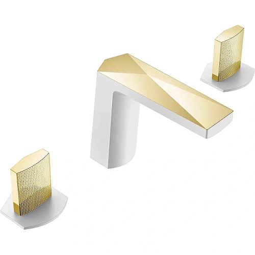 Смеситель для раковины Boheme Venturo белый золото - фото 8