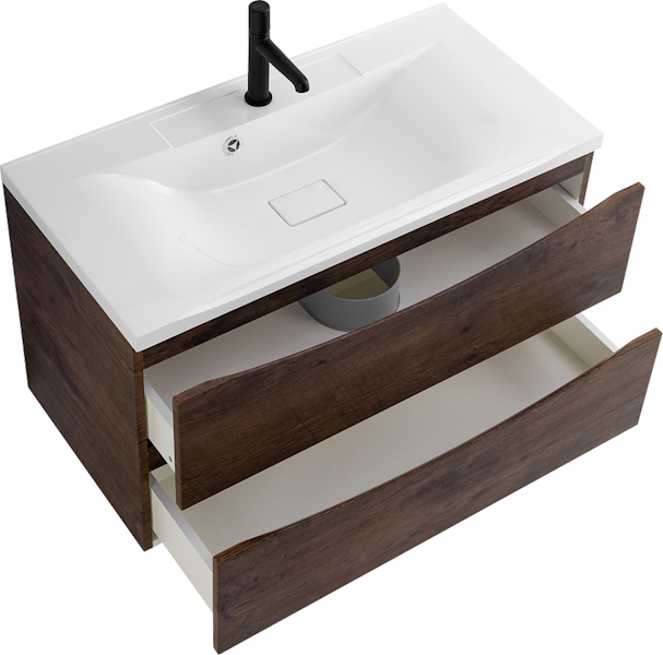 Тумба под раковину подвесная BelBagno Marino 100 см rovere moro MARINO-1000-2C-SO-RW-P (детальная фотография), подвесная, пристенная