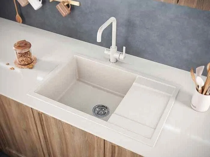 Мойка для кухни Paulmark Verlass 78 см бежевая PM317850-BE (детальная фотография), кварц