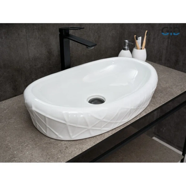 Раковина GID Creativo 777s 60 см белая 51222 (детальная фотография), в форме чаши, круглой формы