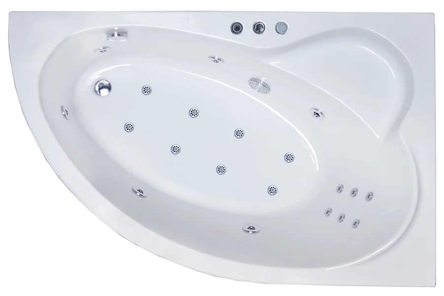 Ванна гидромассажная Royal Bath Alpine De Luxe RB819100DL-L/R, 150 x 100 см, белая (детальная фотография), современныe, hi-tech