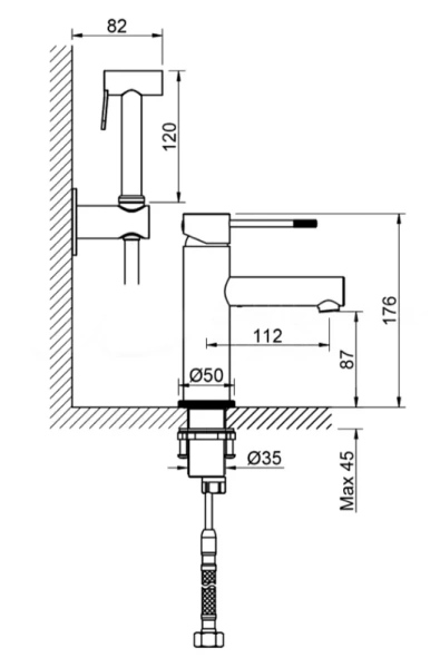 Смеситель с гигиеническим душем Timo Saona черный матовый 2360/03G (детальная фотография), для раковины