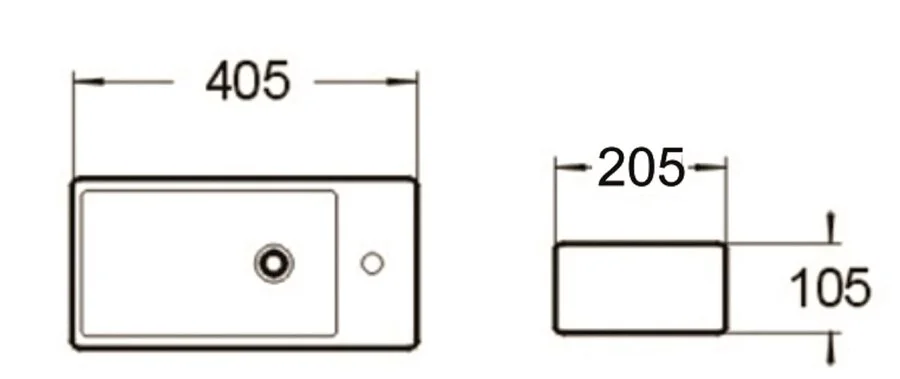 Раковина SantiLine 44 см левосторонняя черная SL-2009LMB (детальная фотография), современные, hi-tech