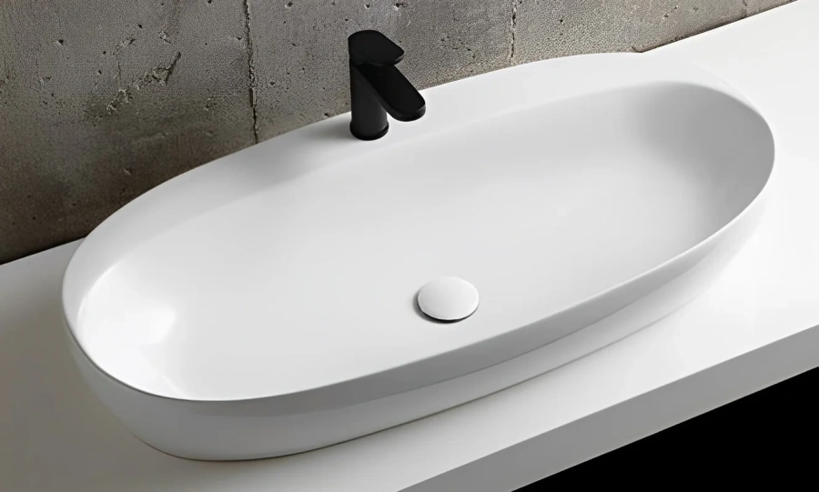 Раковина Azzurra Elegance 90 см овальная ELLA090440CMBI/(ECI90M bi)*1 (детальная фотография), современные, hi-tech