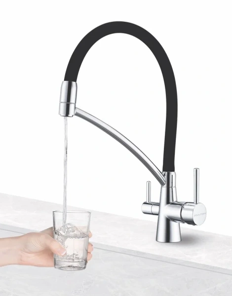 Смеситель для кухни Paulmark Siegen хром с черным Si213111-CR (детальная фотография), комбинированные