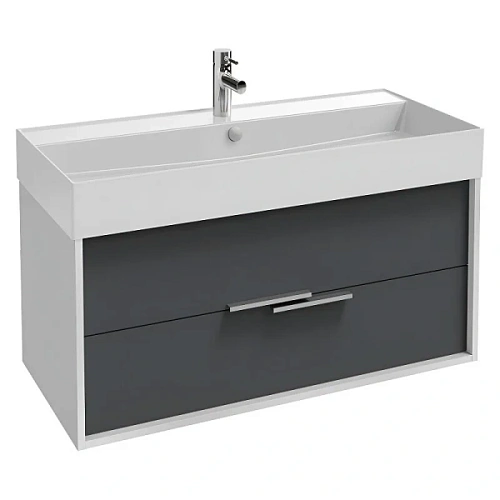 Тумба под раковину подвесная Jacob Delafon Vivienne 100 см белая блестящая/серая матовая - фото 4