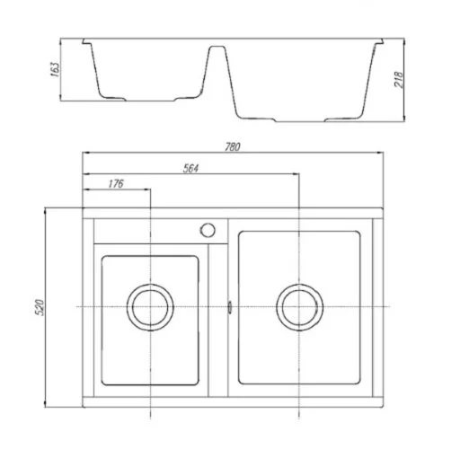 Мойка для кухни Акватон Делия 78 см графит 1A723132DE210 (детальная фотография), без крыла