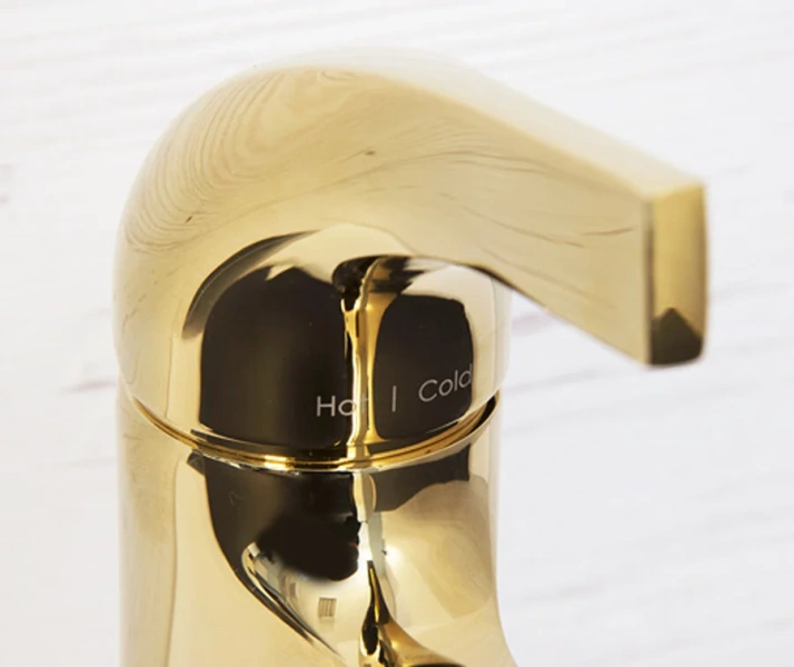 Смеситель для раковины WasserKRAFT Sauer золото 7103 (детальная фотография), на раковину