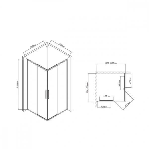 Душевой уголок Vincea Slim-U VSS-2SU900CL 90х90 см стекло прозрачное (детальная фотография), квадратные