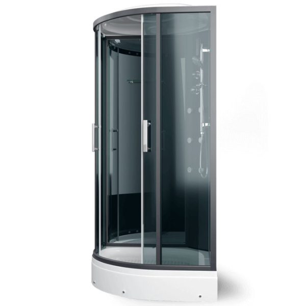 Душевая кабина Erlit Eclipse 90x90 см стекло тонированное ER5709P-C24 (детальная фотография), угловые, недорогие, для дачи, с гидромассажем, c тропическим душем, с вентиляцией, с крышей