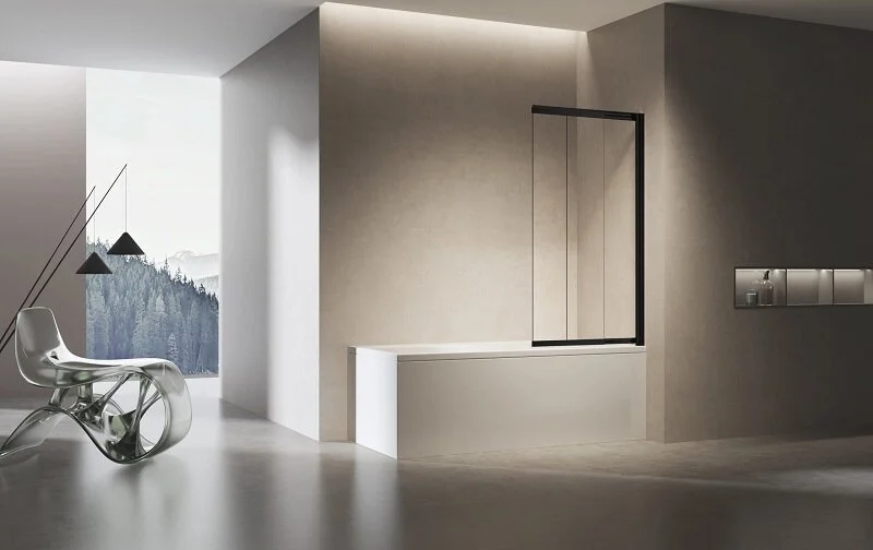 Шторка для ванны Vincea 90x140 см профиль черный правая VSB-6E900CLB-R (детальная фотография), черный