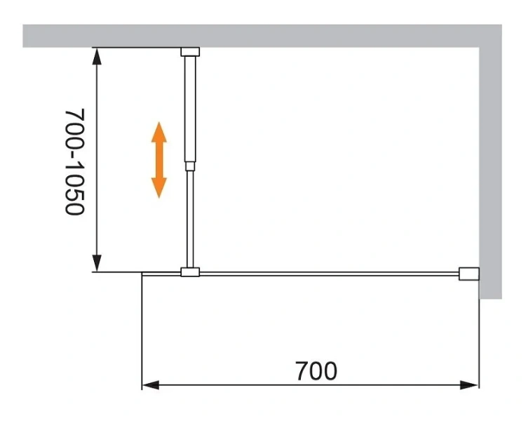 Душевая перегородка Cezares Liberta 70 см профиль черный LIBERTA-L-1-70-C-NERO (детальная фотография), современные, hi-tech