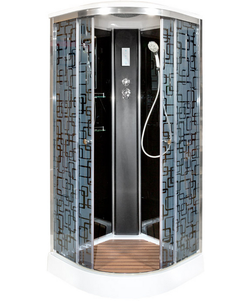 Душевая кабина Deto BM 90х90 см с электрикой BM1590ELBLACK (детальная фотография), полукруглые, четверть круга