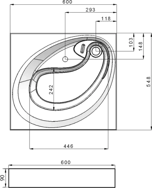 Раковина над стиральной машиной Grossman Alvaro 60 см литьевой мрамор 1605501 (детальная фотография), прямоугольной формы, кувшинка, плоская