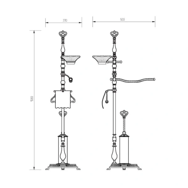 Стойка для ванной Migliore Elisabetta хром 17045 (детальная фотография), классические, ретро, декорированные