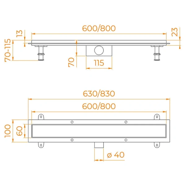 Душевой лоток RGW SDR 60 см хром 64213460-01 (детальная фотография), душевой лоток