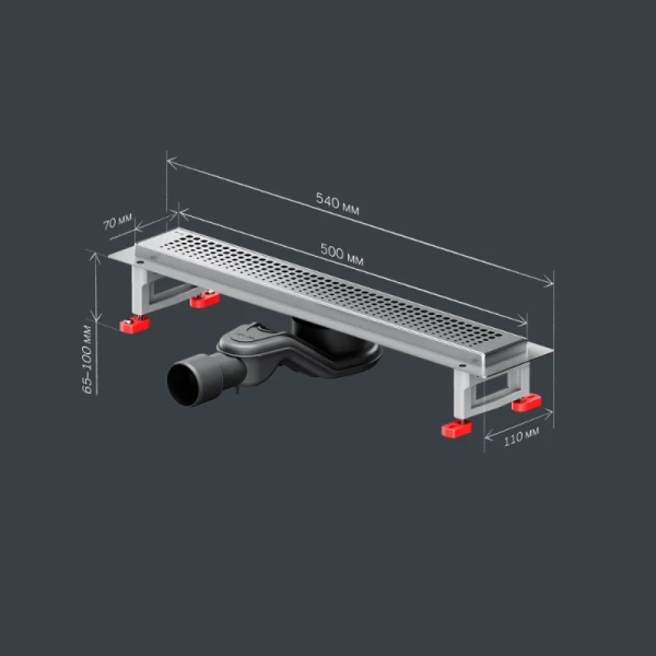 Душевой лоток Am.Pm MasterFlow 50 см хром матовый W01SC-P11-050-01SB (детальная фотография), для монтажа в пол