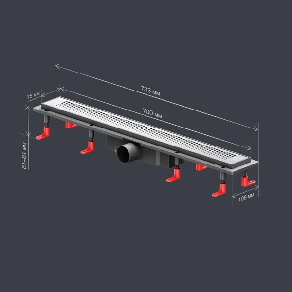 Душевой лоток Am.Pm PrimeFlow 70 см хром матовый W02SC-P11-070-01SB (детальная фотография), для монтажа в пол