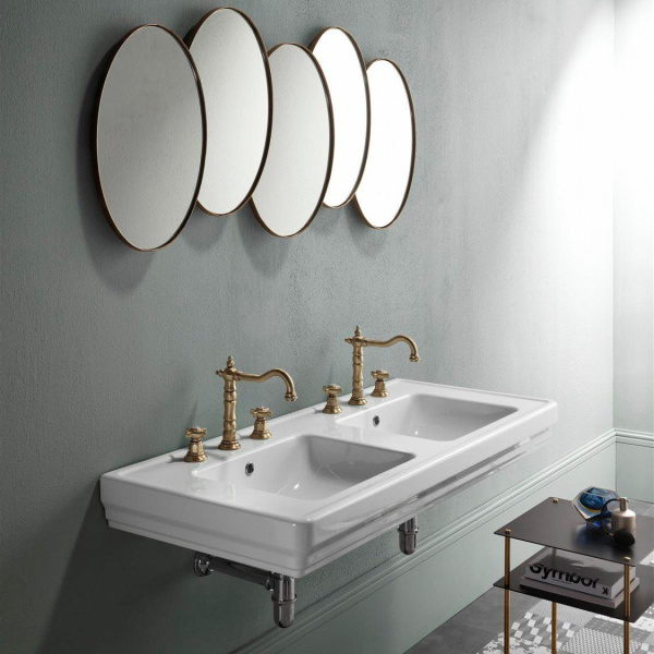 Раковина двойная GSI Classic 8725 (детальная фотография), подвесные, пристенные