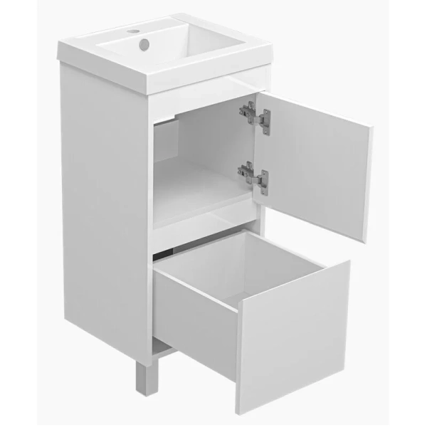 Тумба с раковиной напольная Misty Алиса 50 см прямоугольная (детальная фотография), моноблок