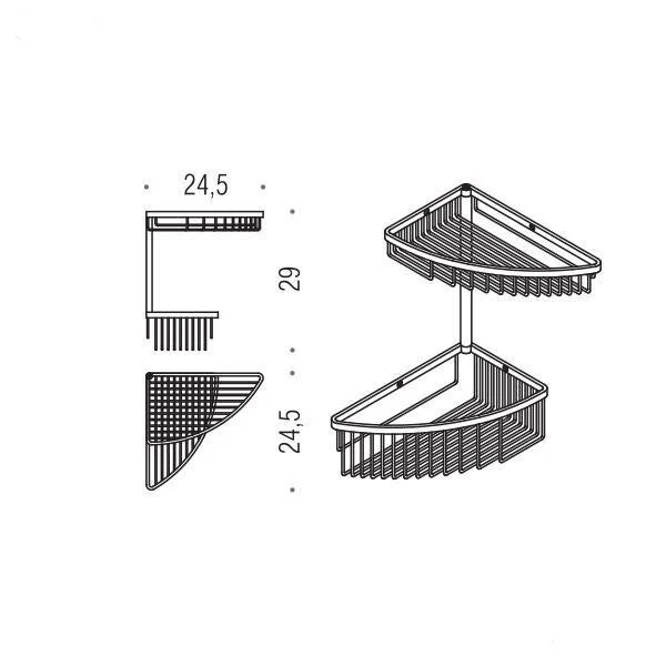 Полочка для ванной Colombo Angolari угловая B9609 (детальная фотография), современные, hi-tech