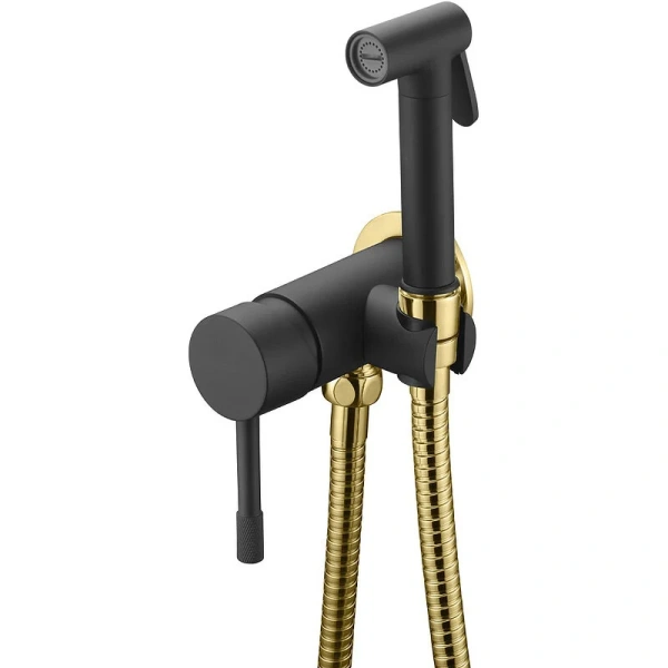 Гигиенический душ со смесителем Boheme Uno черный/золото 467-BG (детальная фотография)