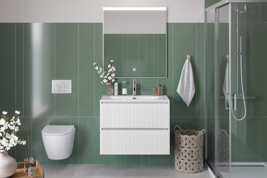 Тумба под раковину подвесная BelBagno Uno-Mini 70 см Bianco Opaco UNO-MINI-700-2C-SO-BO (детальная фотография), в наличии