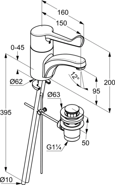 Смеситель для раковины Kludi Medi Care хром 341150524 (детальная фотография), для раковины