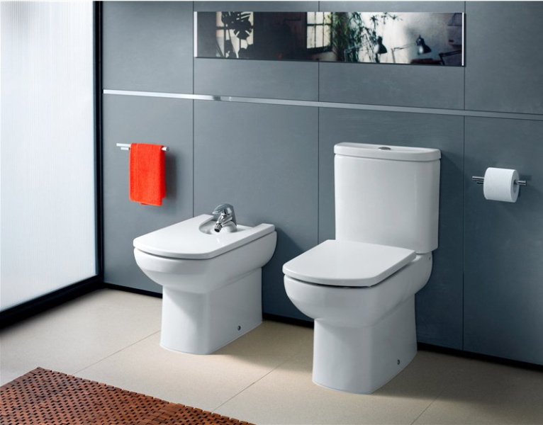 Унитаз компакт Roca Dama Senso подвод воды снизу (детальная фотография), современные, hi-tech, прямоугольные